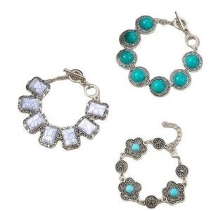 Emery Rose Vintage Look Geometric Turquoise Style Bracelets QTY 3